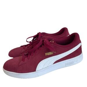 Puma Smash V2 Mens Suede Lace Up Sneakers Casual Shoes Size 11 Red